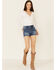 Image #1 - Rock & Roll Denim Women's Short Yoke Shorts, Blue, hi-res