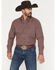 Image #1 - Ariat Men's Pro Series Travis Plaid Print Long Sleeve Button-Down Stretch Western Shirt - Tall, Burgundy, hi-res