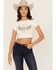Image #2 - Miss Me Women's Angel Short Sleeve Cropped Graphic Tee, White, hi-res