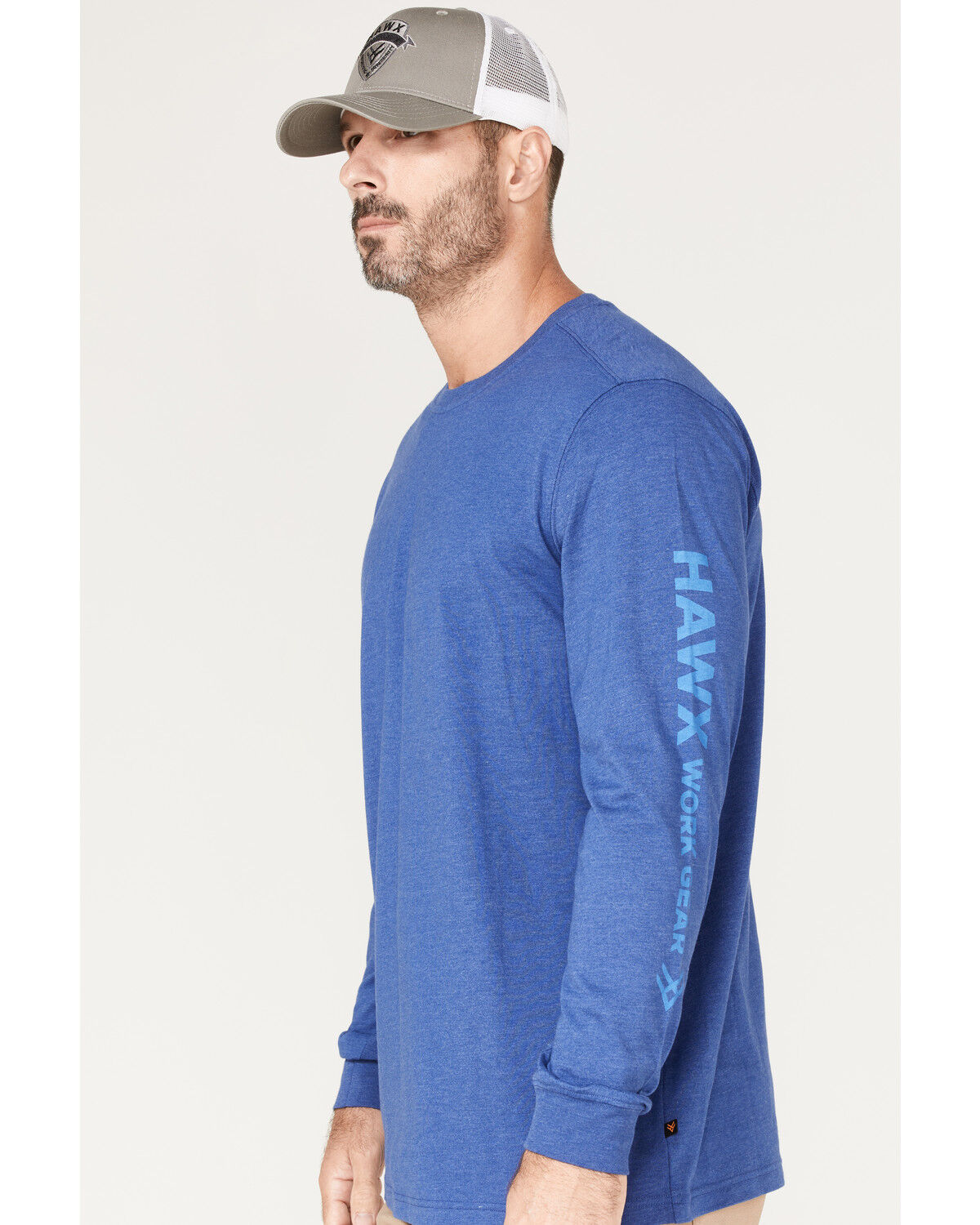 Image #2 - Hawx Men's Logo Graphic Long Sleeve Work T-Shirt, Blue, hi-res