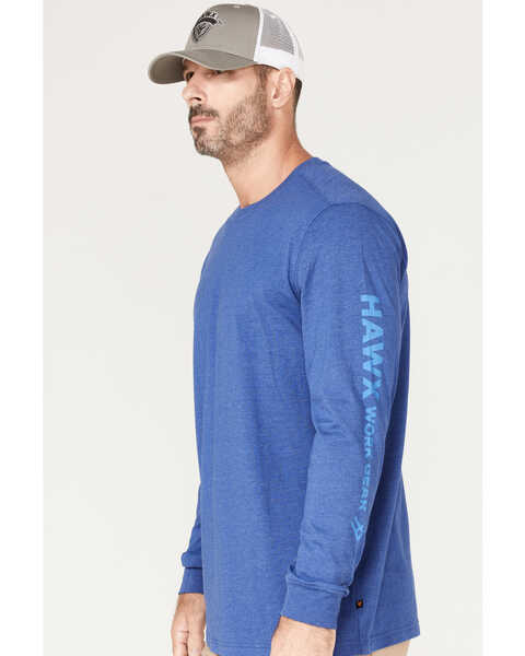 Image #2 - Hawx Men's Logo Graphic Long Sleeve Work T-Shirt , Blue, hi-res