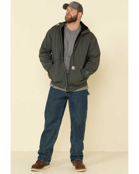 Image #3 - Carhartt Men's Rain Defender Thermal Lined Zip Hooded Work Sweatshirt, Charcoal, hi-res