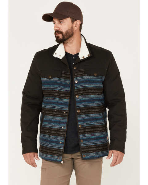 Powder River Outfitters Men's Serape Stripe Print Wool Snap Jacket, Brown, hi-res