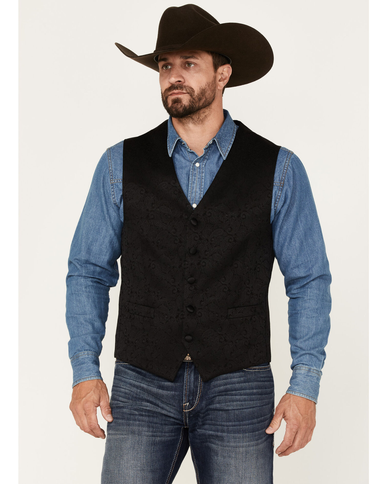 Black cowboy vest top