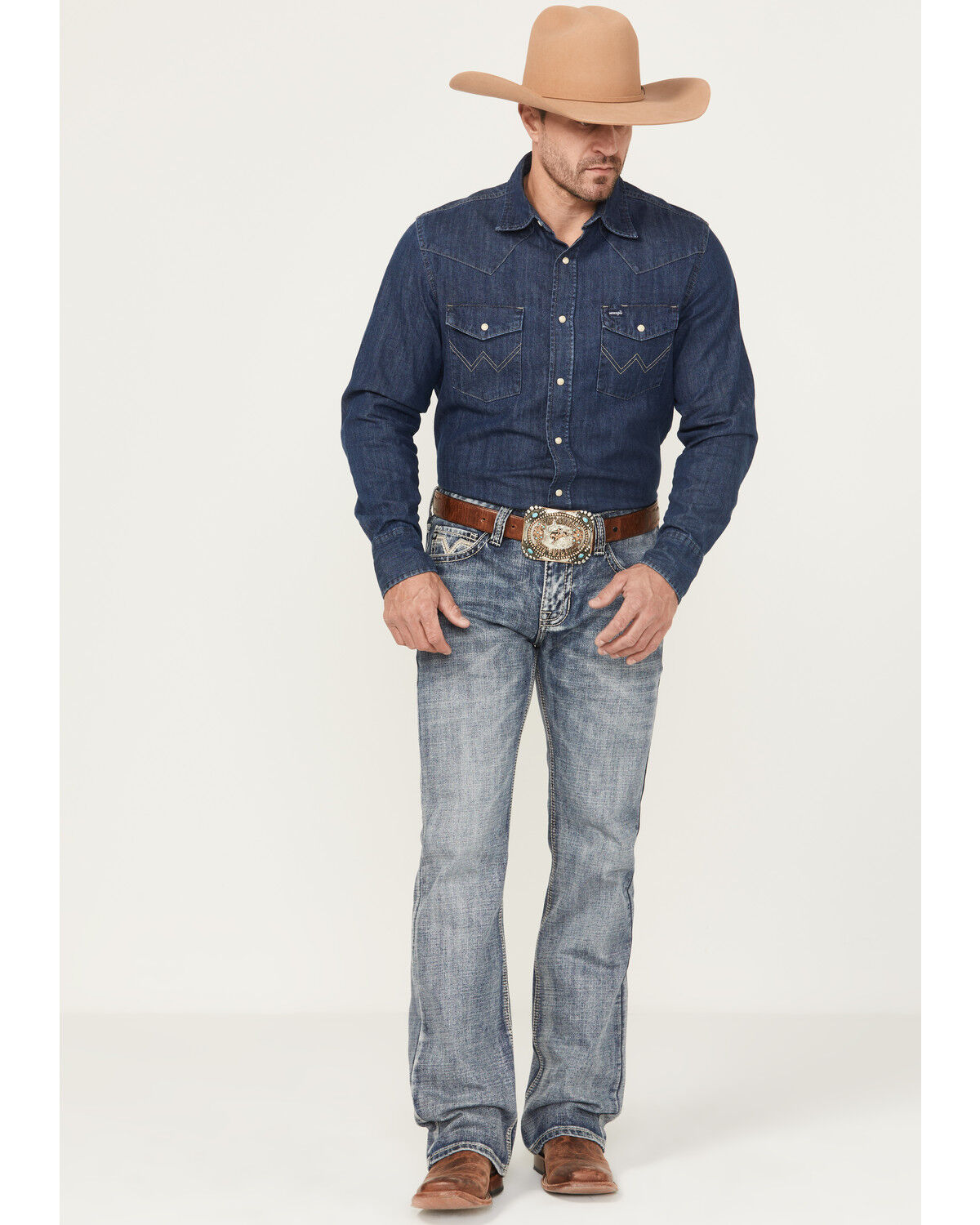 Image #1 - Rock & Roll Denim Men's Pistol Medium Wash Bootcut Denim Jeans, Medium Wash, hi-res