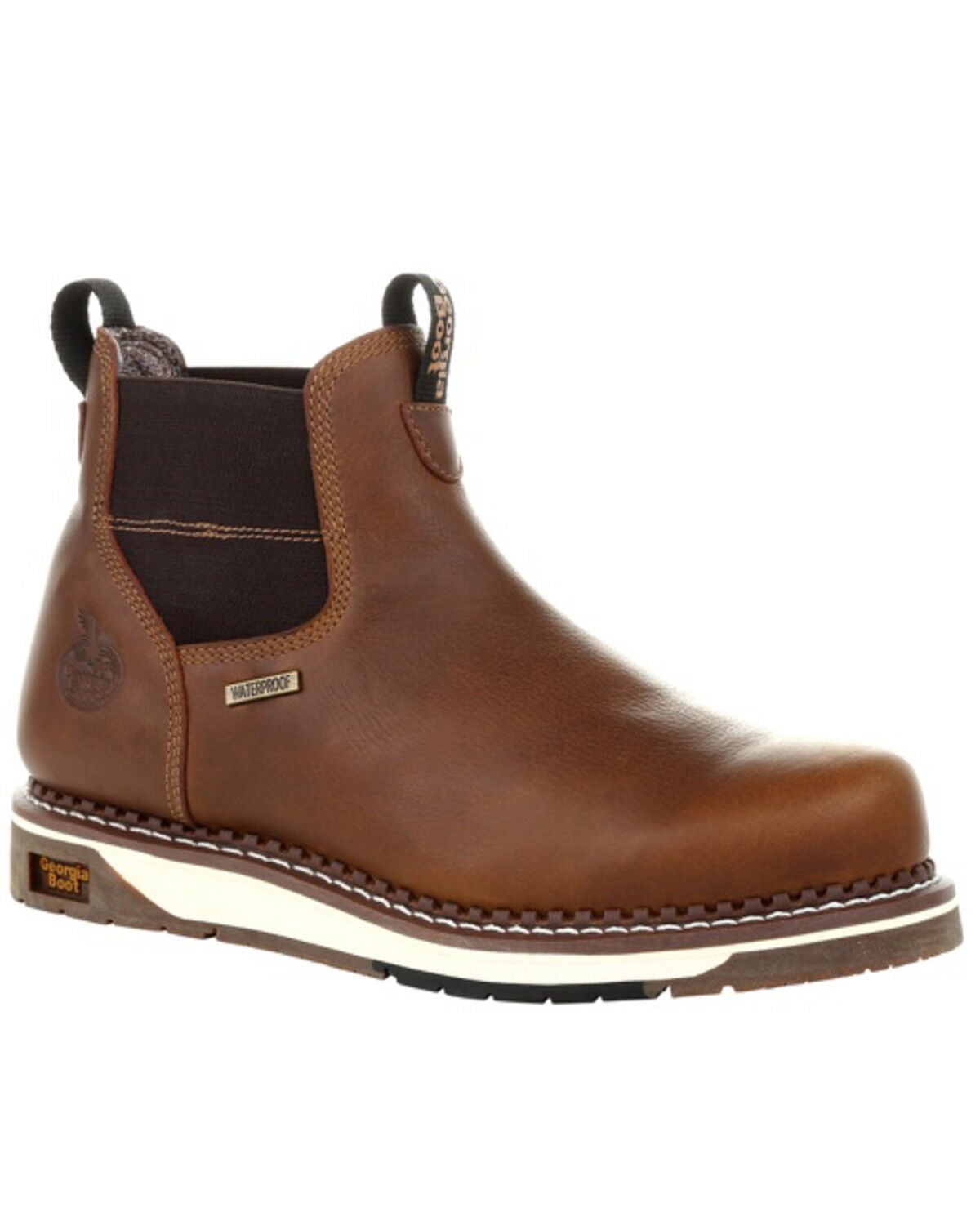 Georgia Boot Men's Waterproof Chelsea Work Boots - Soft Toe, Brown, hi-res