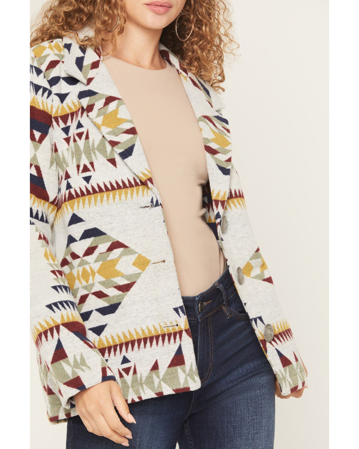 Image #3 - Cotton & Rye Women's Boot Barn Exclusive Southwestern Print Blazer, Ivory, hi-res