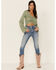 Image #4 - Lush Clothing Cinch Front Pointelle Bell Sleeve Top, Sage, hi-res