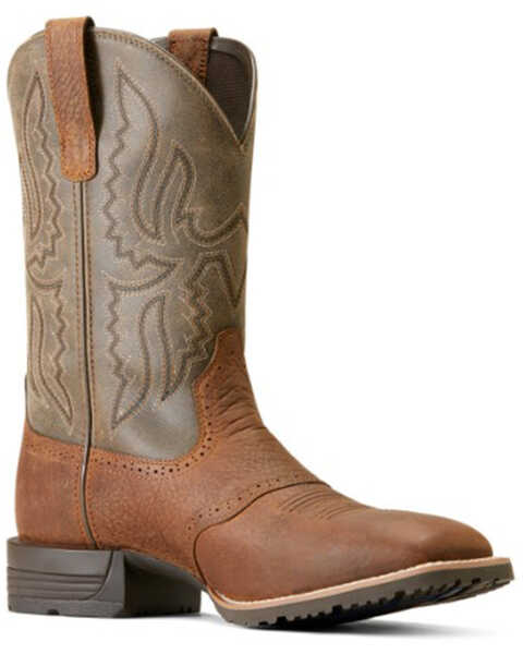 Ariat Men's Hybrid Ranchway Performance Western Boots - Broad Square Toe, Brown, hi-res