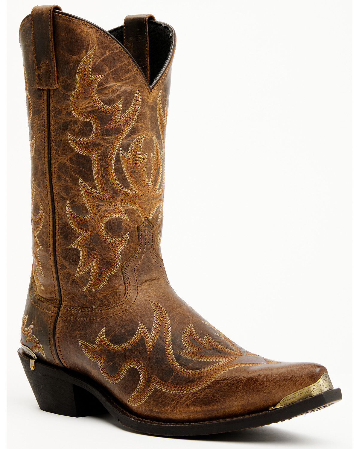 Image #1 - Laredo Men's 12" Fancy Stitch Western Boots - Snip Toe, Tan, hi-res