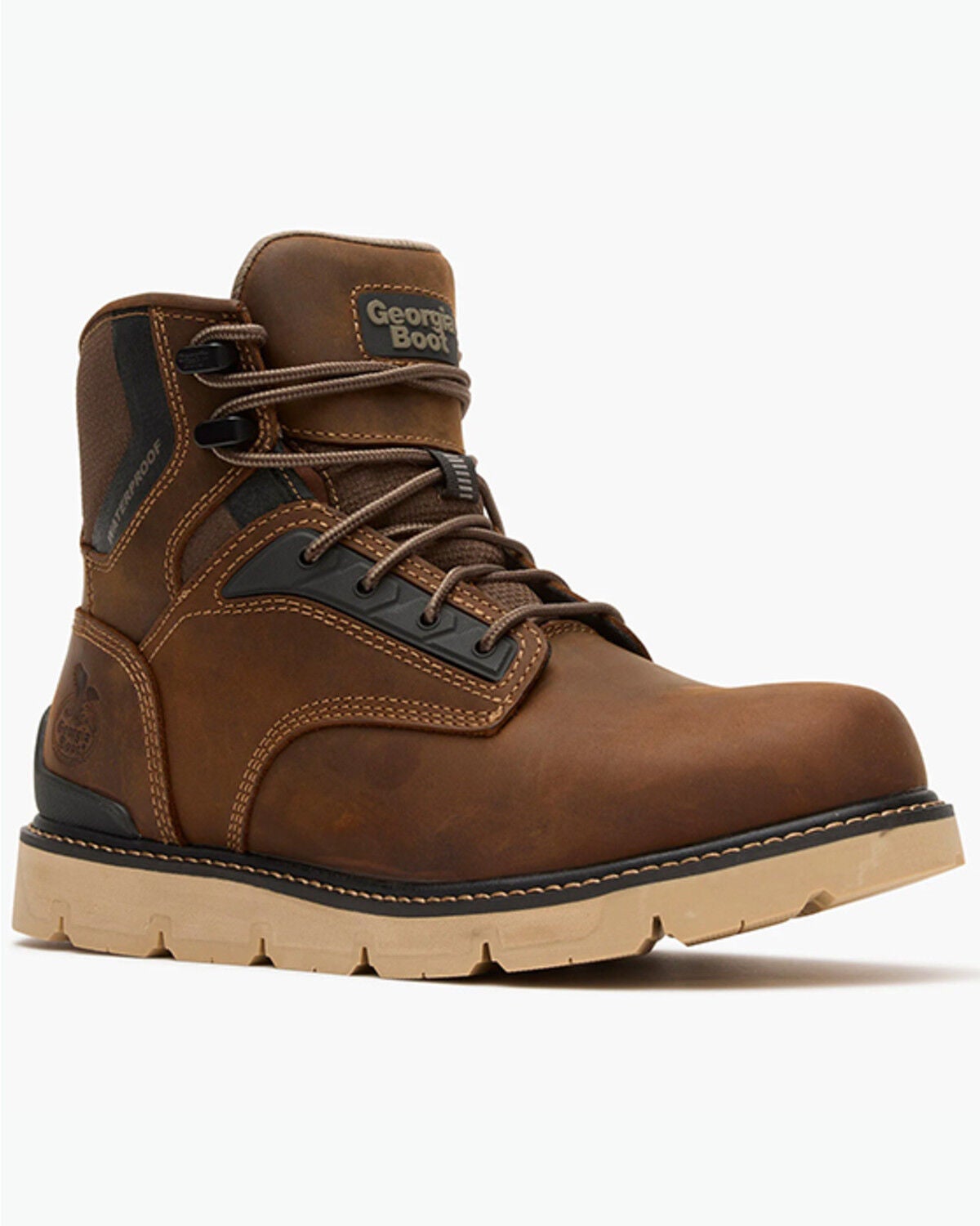 Georgia Boot Men's 6" Carbon Flex Waterproof Work Boots - Soft Toe, Brown, hi-res