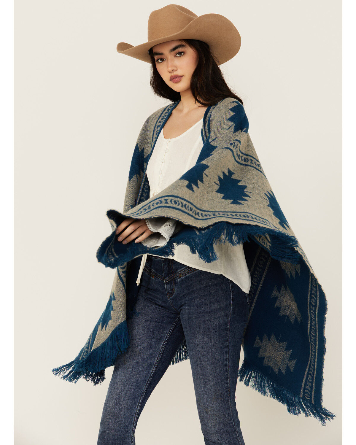 Image #2 - Idyllwind Women's Fesslers Reversible Shawl, Indigo, hi-res