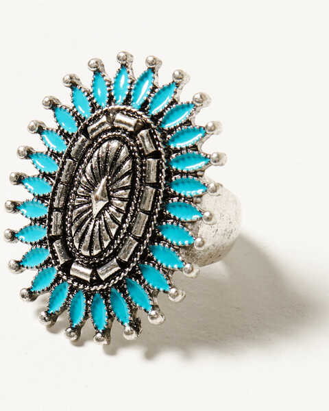 Idyllwind Women's Abbey Antique Concho Statement Ring , Turquoise, hi-res