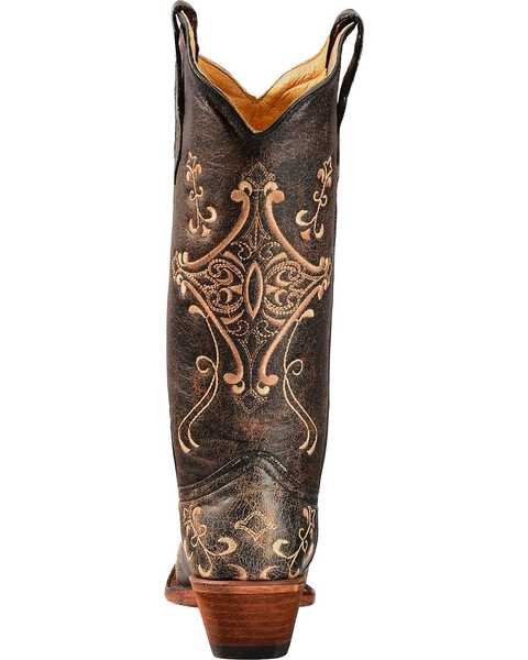 Image #7 - Circle G Women's Crackle Embroidered Western Boots - Snip Toe, Black, hi-res