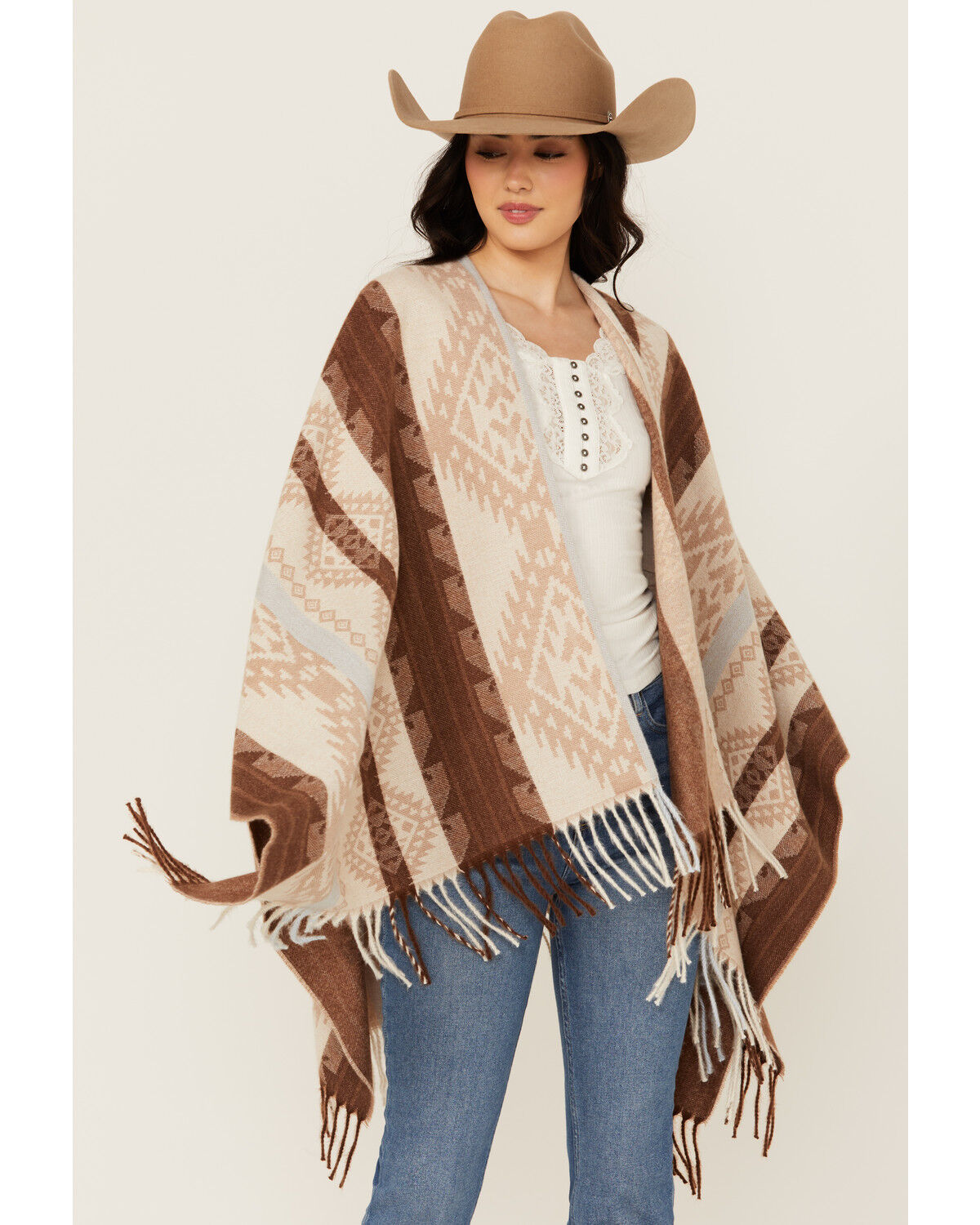 Image #2 - Idyllwind Women's Edsel Southwestern Print Shawl, Light Blue, hi-res