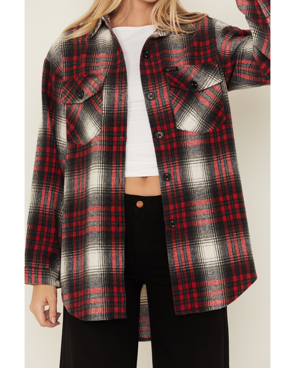 Image #3 - STS Ranchwear by Carroll Women's Bailey Plaid Print Button-Down Shacket, Red, hi-res