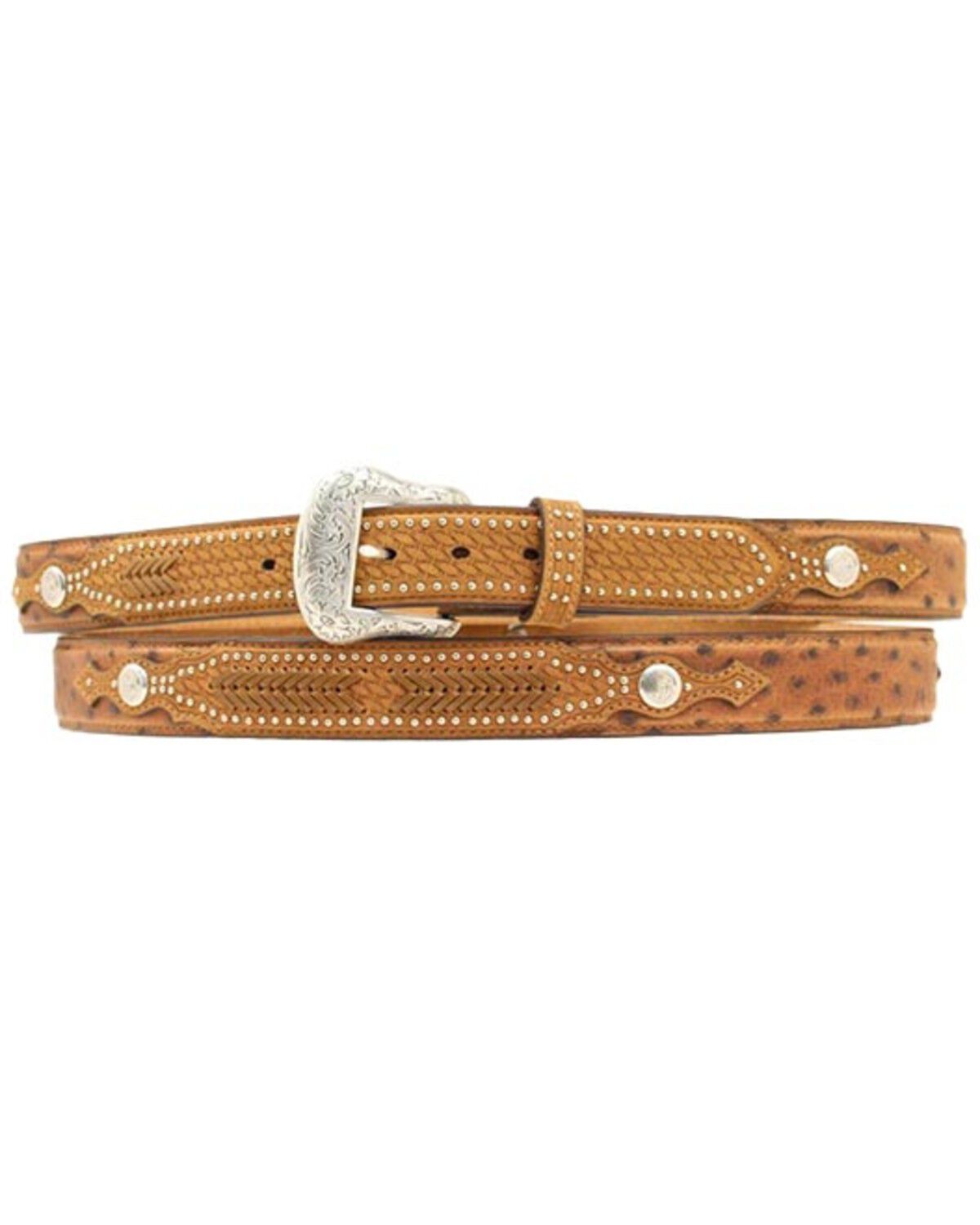 Image #1 - Nocona Belt Co. Men's Ostrich Basket Weave Billets Leather Belt, Brown, hi-res
