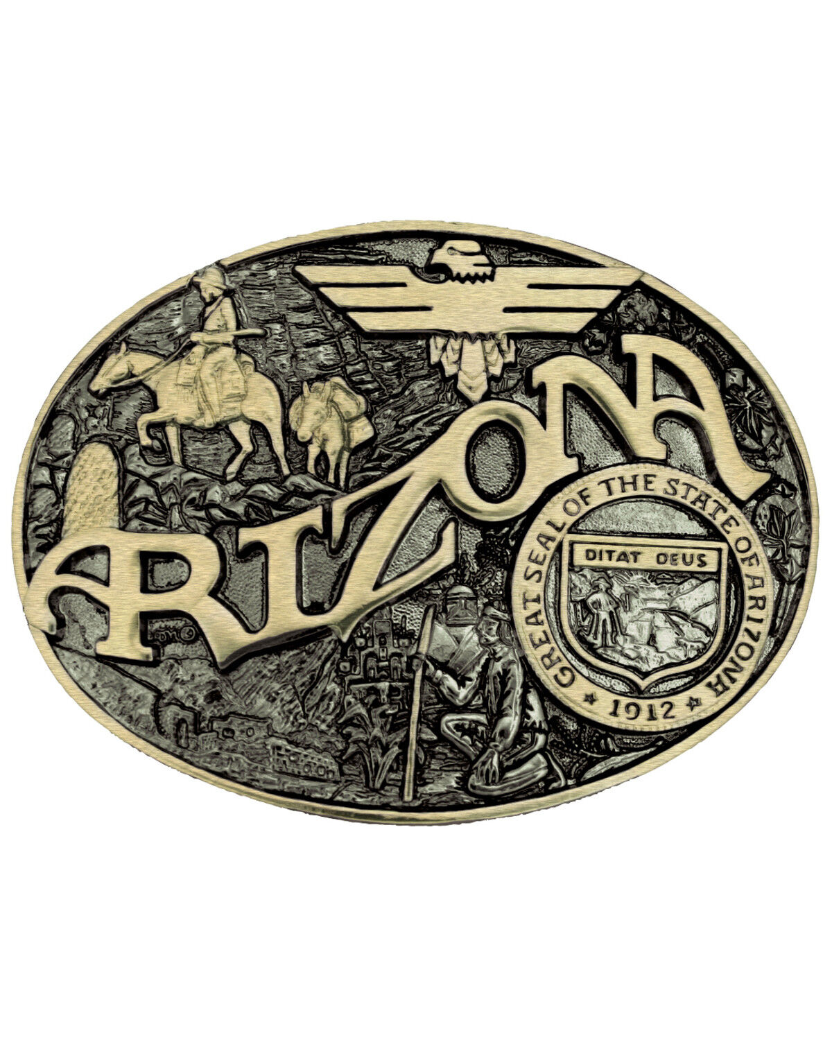 Image #1 - Montana Silversmiths Men's Arizona State Heritage Attitude Belt Buckle, Gold, hi-res
