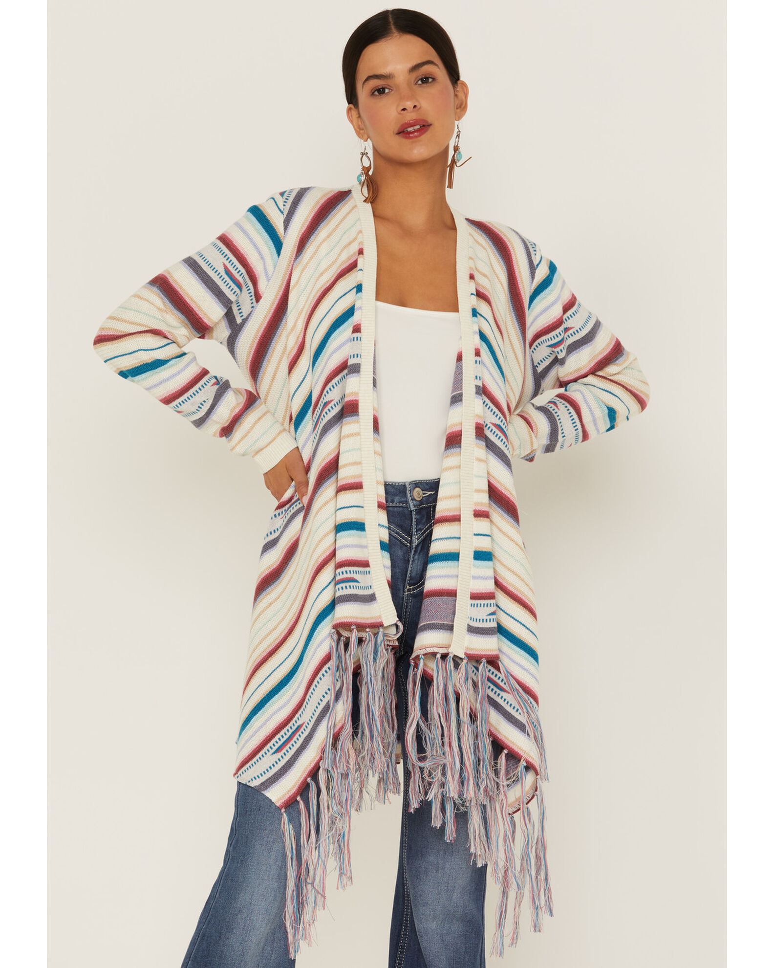 Tasha Polizzi Women s Ines Rissani Serape Fringe Cardigan Sweater