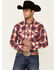 Rock & Roll Denim Men's Red Large Yarndye Plaid Long Sleeve Snap Western Shirt , Red, hi-res