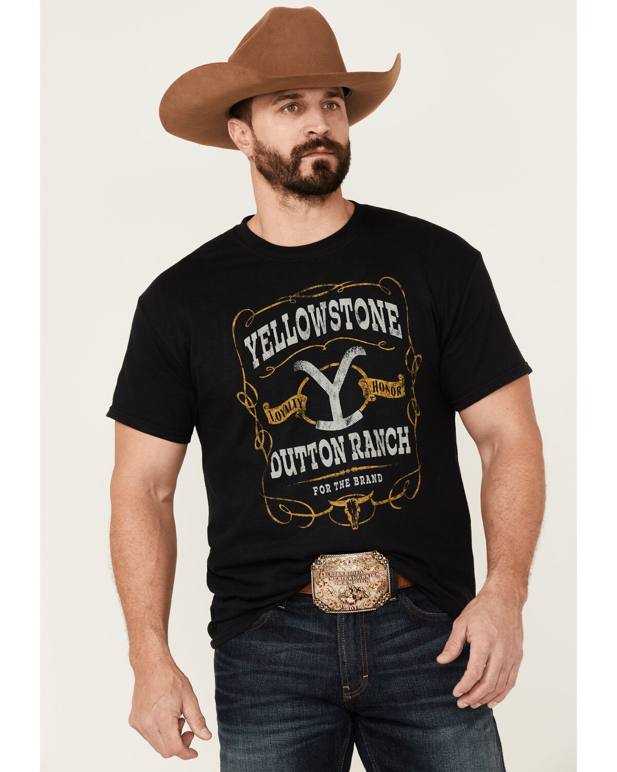 Image #1 - Paramount Network's Yellowstone Men's For The Brand Label Graphic Short Sleeve T-Shirt, Black, hi-res