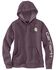 Image #2 - Carhartt Women's Relaxed Fit Heather Logo Sleeve Graphic Work Hoodie  , Purple, hi-res
