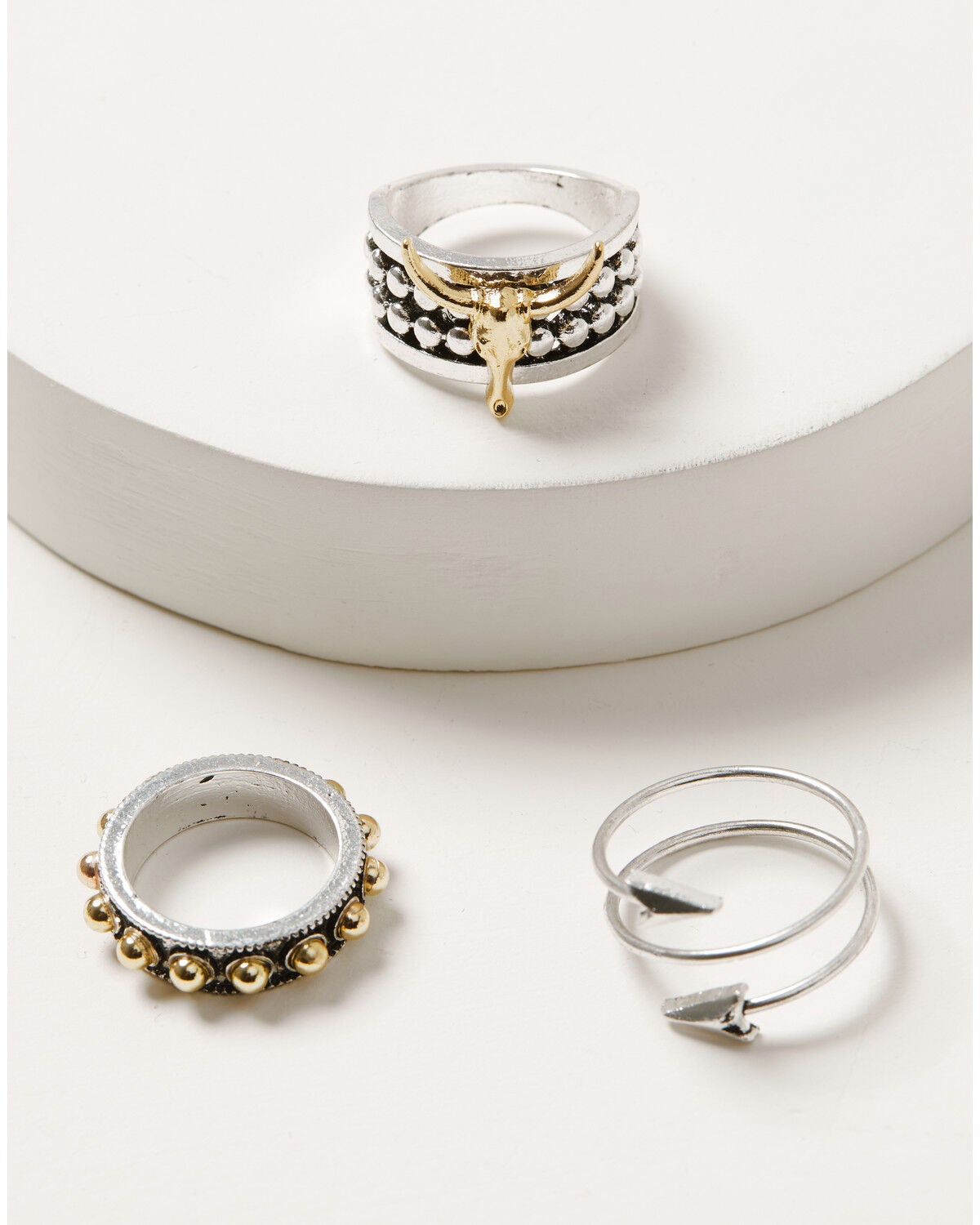Shyanne Women's Steerhead Ring Set - 3 Piece, Silver, hi-res