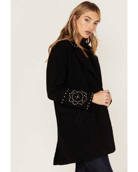 Image #2 - Idyllwind Women's Studded Wool Snap Coat, Black, hi-res