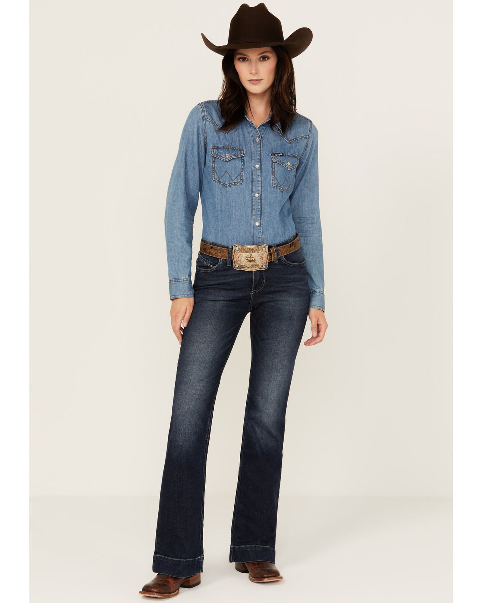 Wrangler Naisten World Wide Denim Jeans Midnight Ride Musta