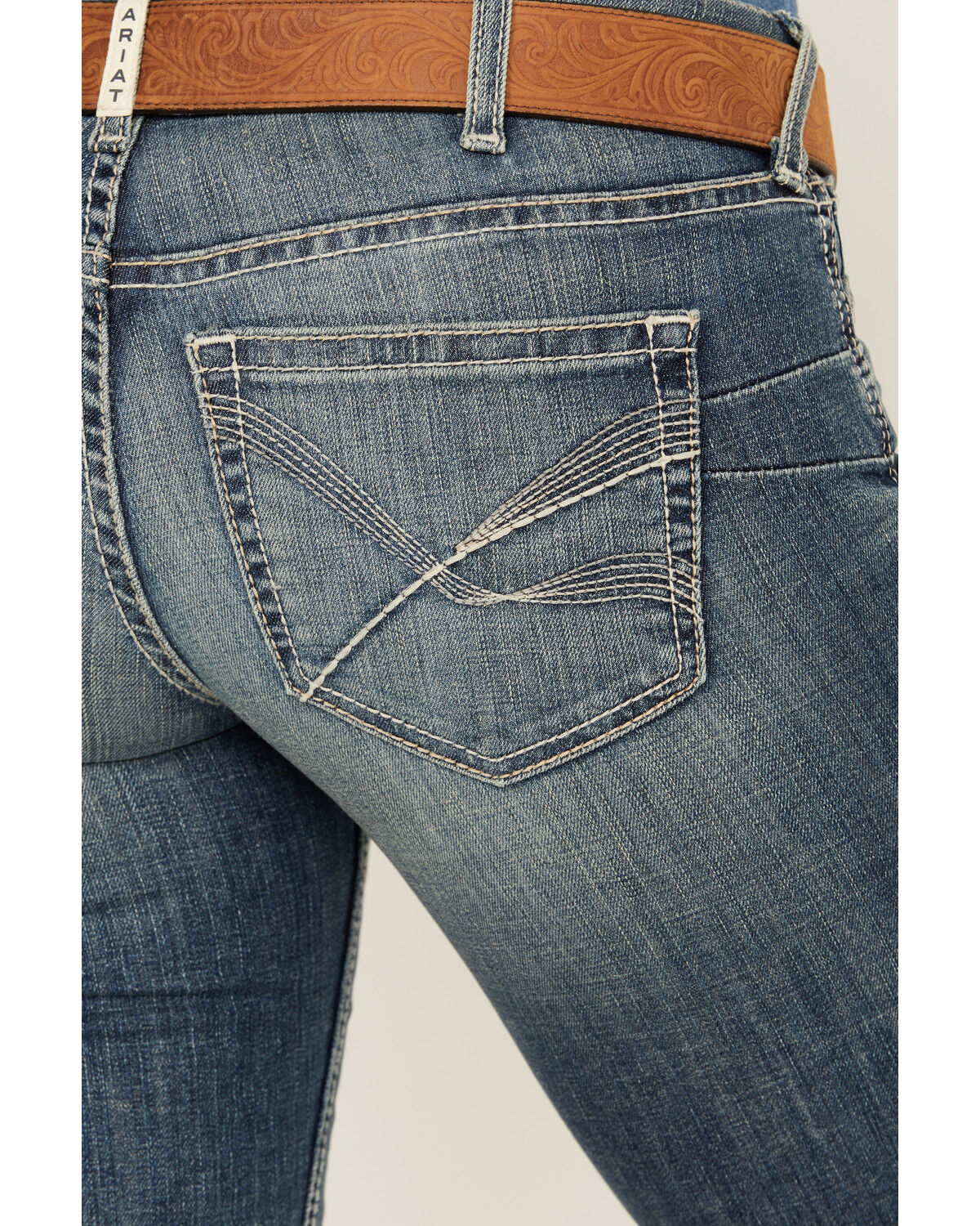 Image #4 - Ariat Women's Medium Wash Mid Rise Michela Straight Stretch Jeans, Medium Wash, hi-res