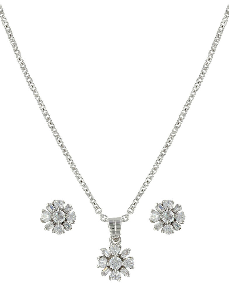 Montana Silversmiths Women's Simply Brilliant Flower Jewelry Set , Silver, hi-res
