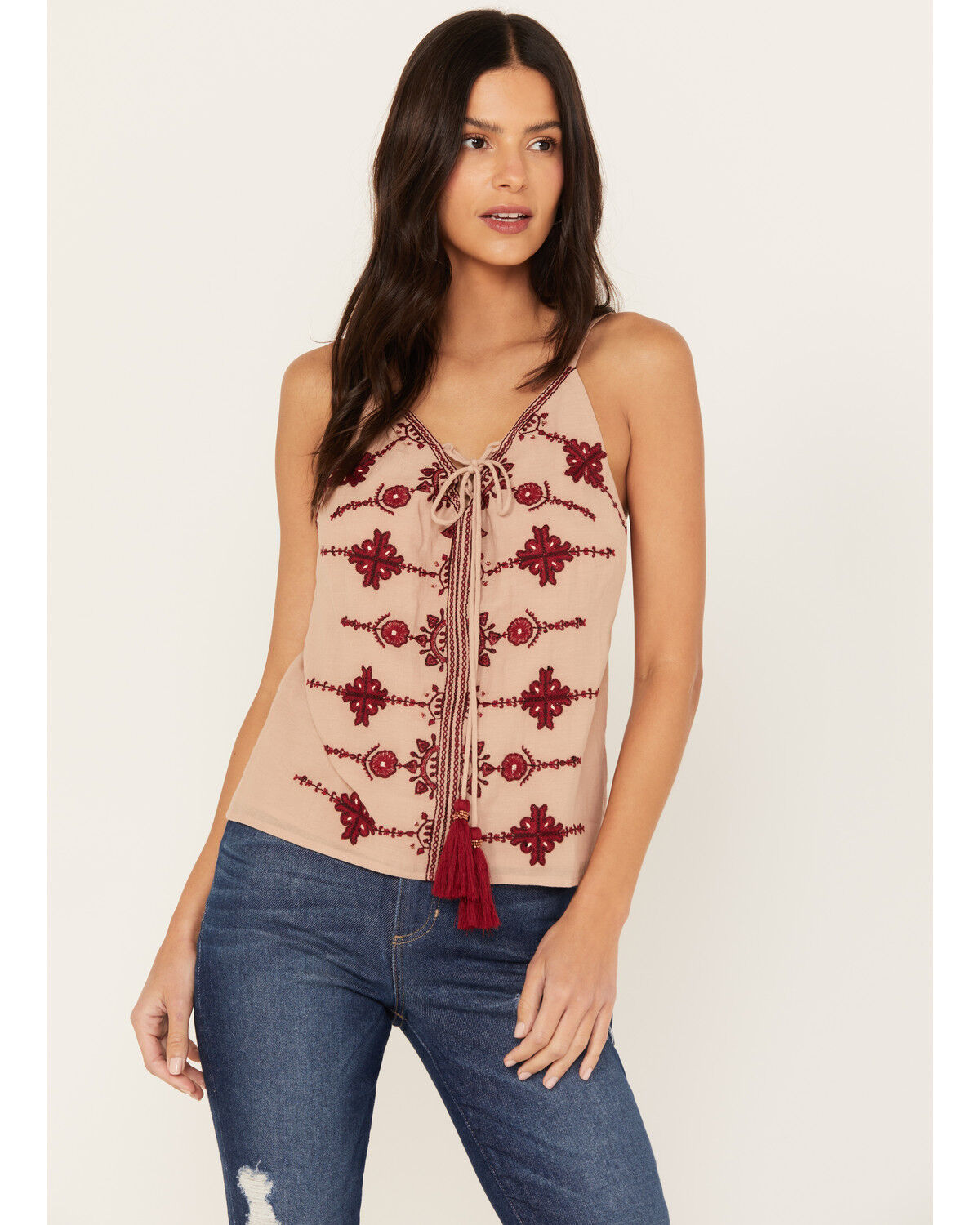 Image #2 - Idyllwind Women's Laurel Embroidered Tank, Nude, hi-res