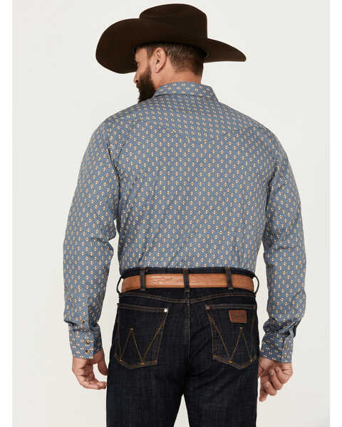 Image #4 - Gibson Trading Co Men's Lounge Geo Print Long Sleeve Snap Western Shirt, Steel Blue, hi-res