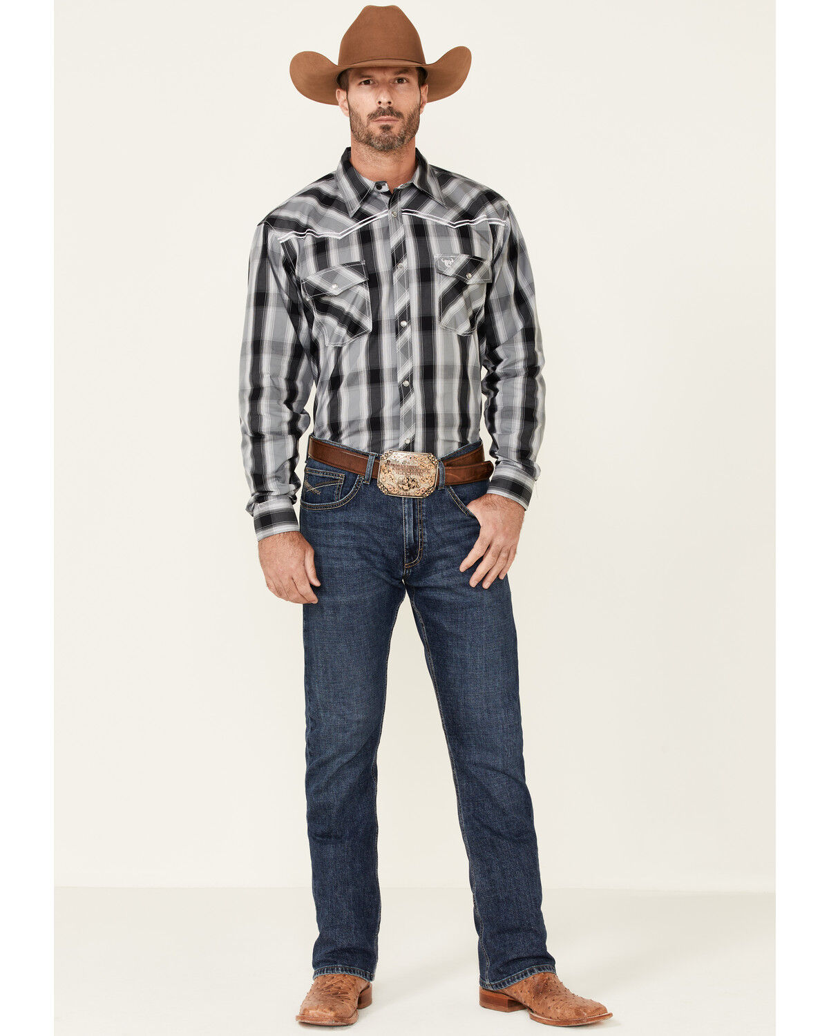 Image #2 - Cowboy Hardware Men's Hombre Large Plaid Print Long Sleeve Pearl Snap Western Shirt , , hi-res
