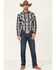 Cowboy Hardware Men's Hombre Large Plaid Print Long Sleeve Pearl Snap Western Shirt , Black, hi-res