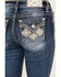 Image #2 - Miss Me Women's Dark Wash Mid Rise Diamond Geo Pocket Stretch Bootcut Jeans, Dark Wash, hi-res