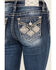 Image #2 - Miss Me Women's Dark Wash Mid Rise Diamond Geo Pocket Stretch Bootcut Jeans , Dark Wash, hi-res