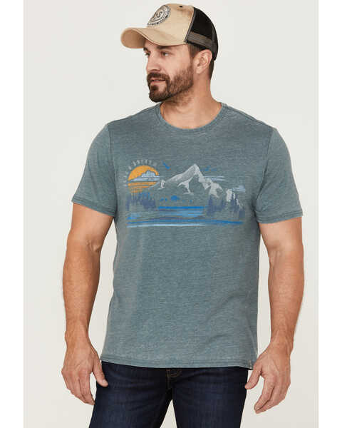 Image #1 - Flag & Anthem Men's Scenic Mountain Burnout Graphic T-Shirt , Teal, hi-res