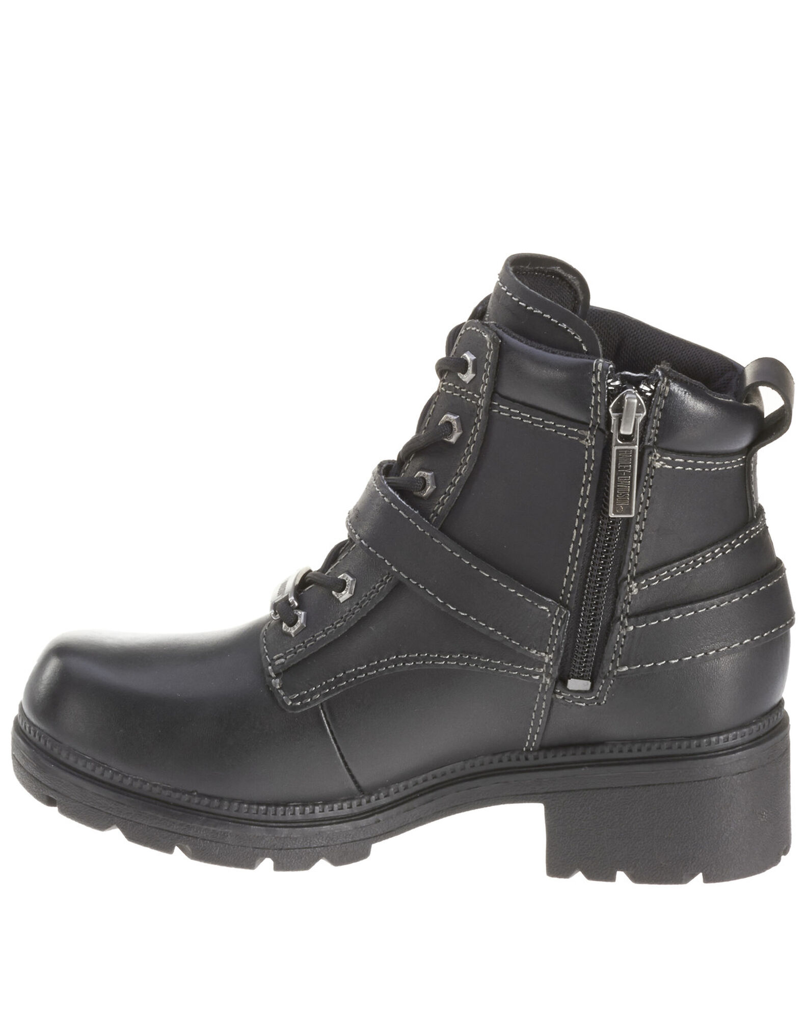 Image #3 - Harley Davidson Women's Tegan Lace Moto Boots - Round Toe, Black, hi-res
