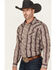 Image #2 - Gibson Trading Co Men's Floral Striped Print Long Sleeve Snap Stretch Western Shirt, Brown, hi-res