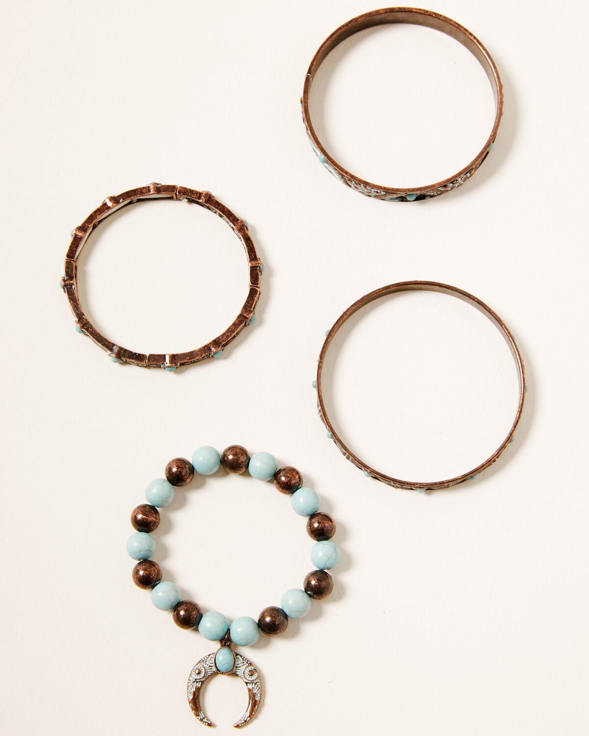 Image #2 - Shyanne Women's Crescent Bronze 4pc Stretch Bracelet Set, Rust Copper, hi-res