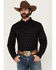 Image #1 - RANK 45® Men's Lotus Abstract Striped Long Sleeve Button-Down Stretch Western Shirt, Black, hi-res