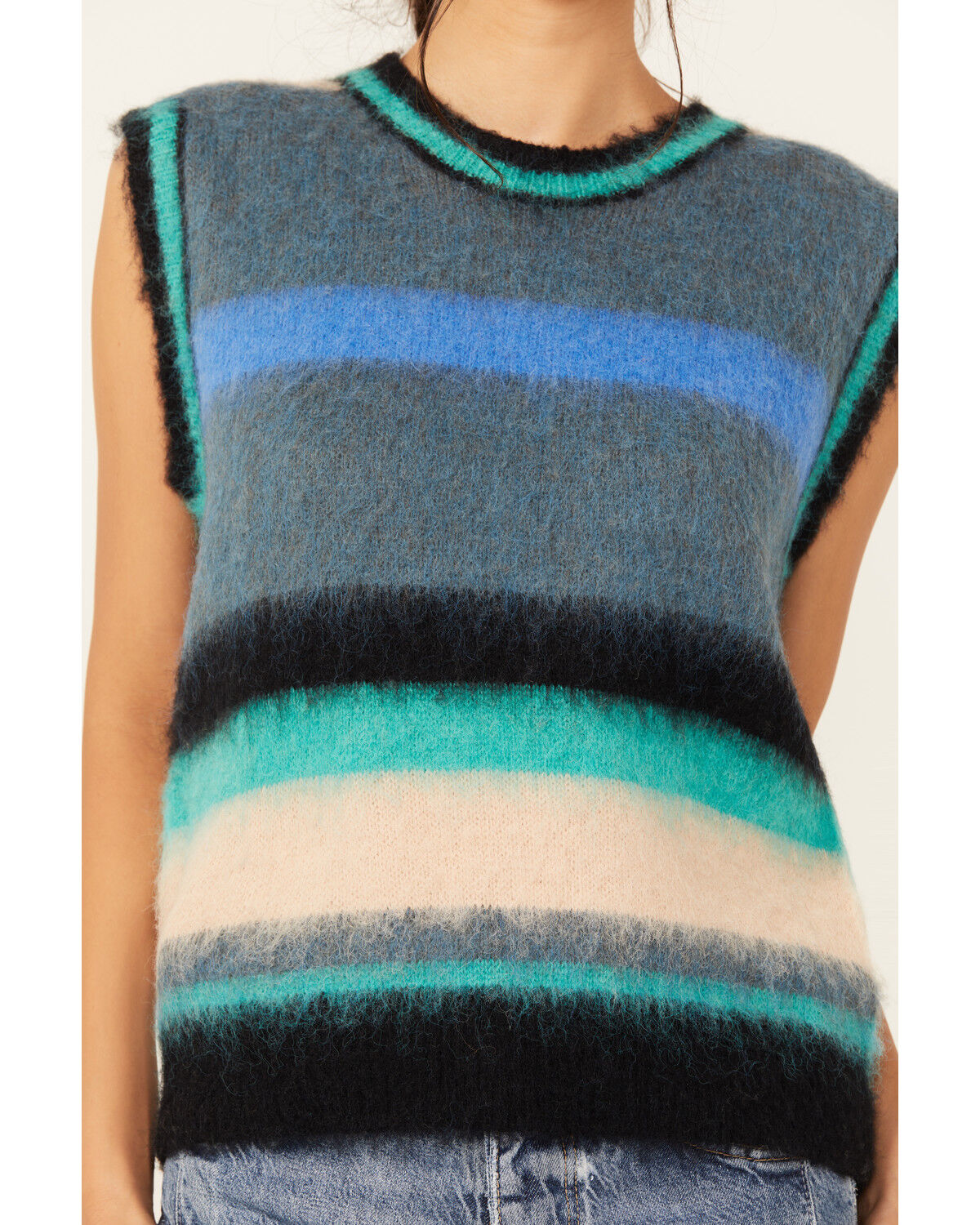 Image #3 - Molly Bracken Women's Striped Sleeveless Sweater Vest, Green, hi-res