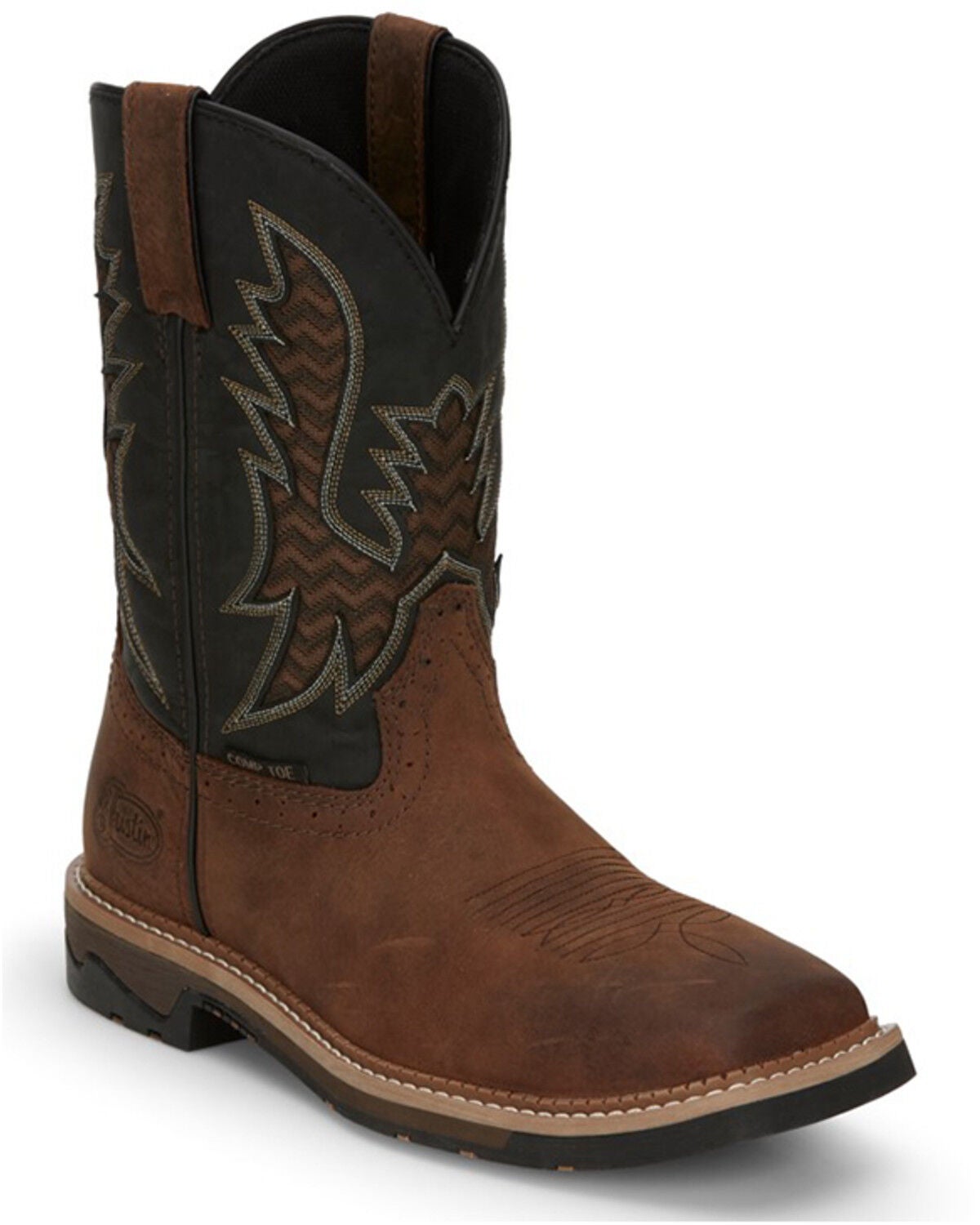 Justin Men's Stampede Bolt Pull On Western Work Boots - Nano Composite Toe, Brown, hi-res