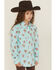 Image #2 - Panhandle Girls' Horse And Heart Print Long Sleeve Snap Western Shirt, Blue, hi-res