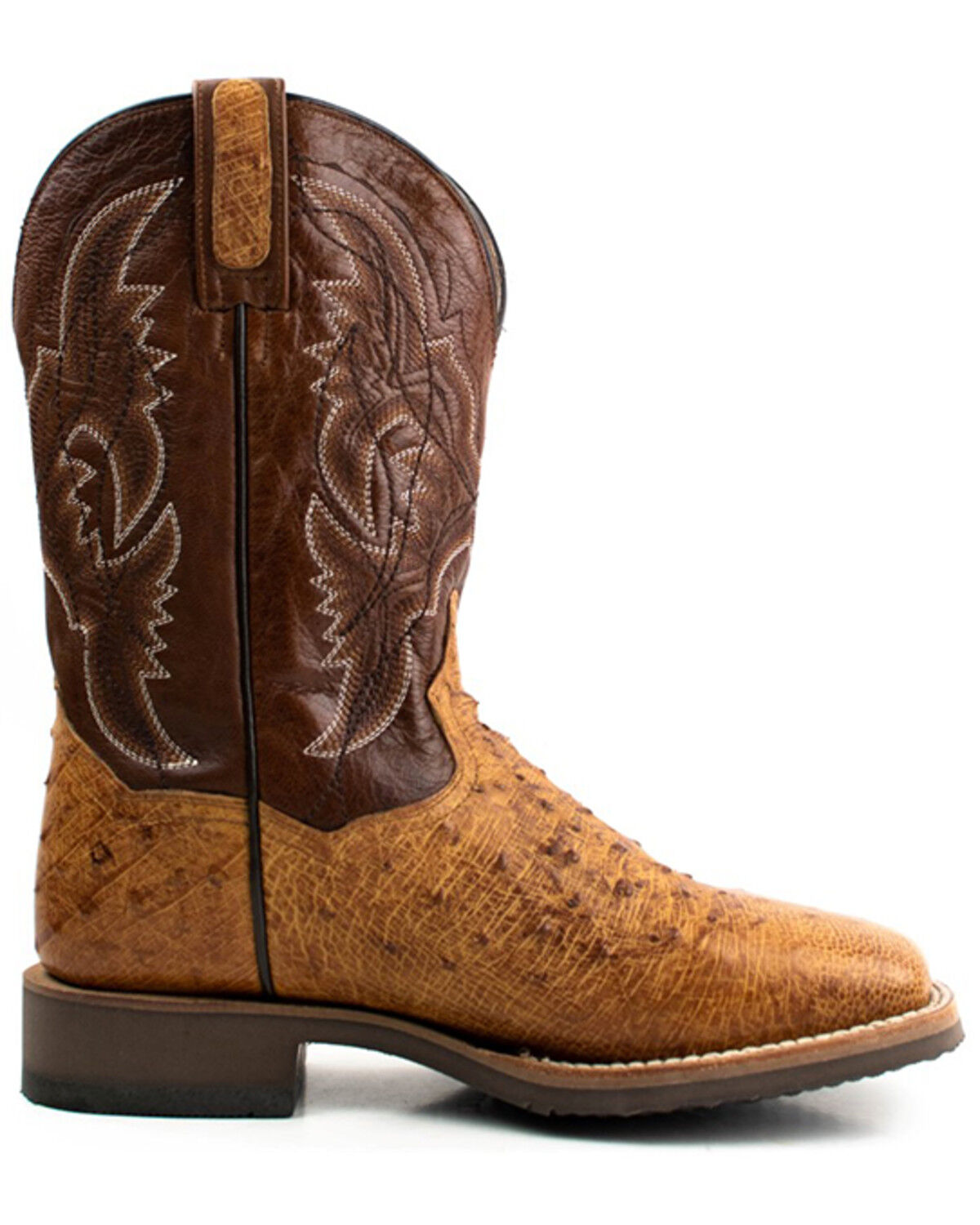 Image #2 - Dan Post Men's Saddle Hand Quill Ostrich Western Boots - Broad Square Toe, Tan, hi-res