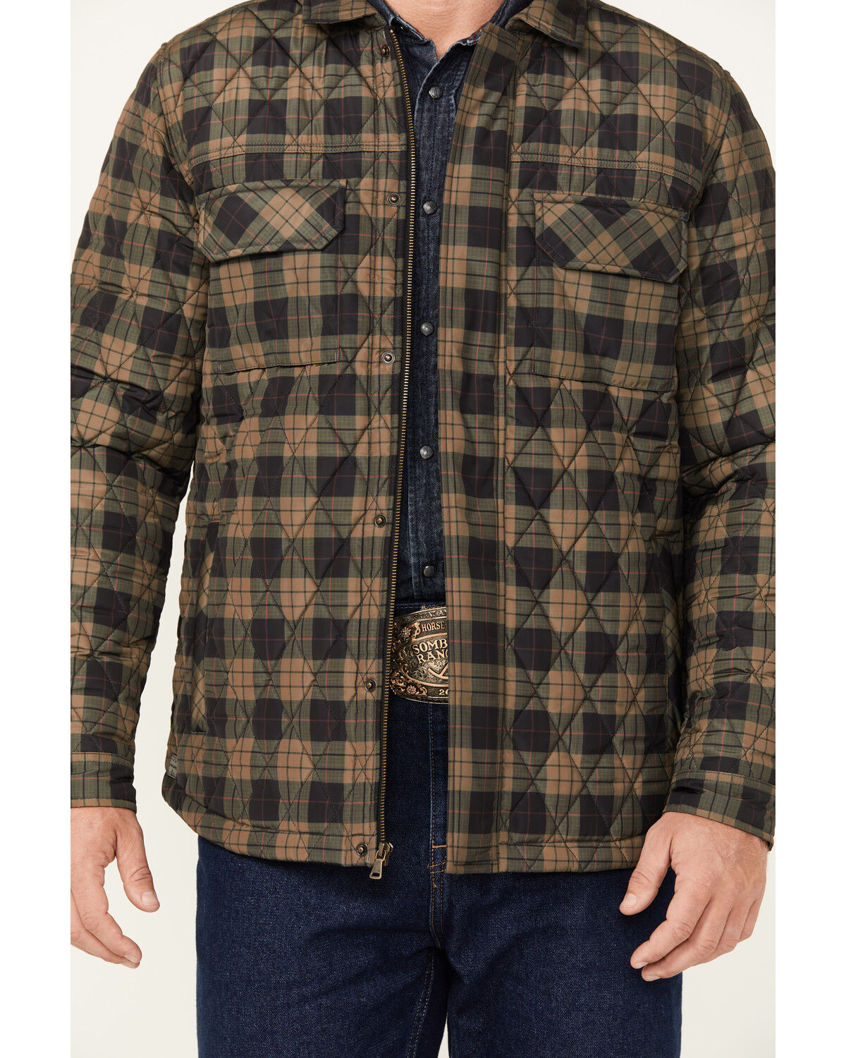 Image #3 - Cody James Men's Prescott Plaid Print Puffer Jacket - Tall, Black, hi-res