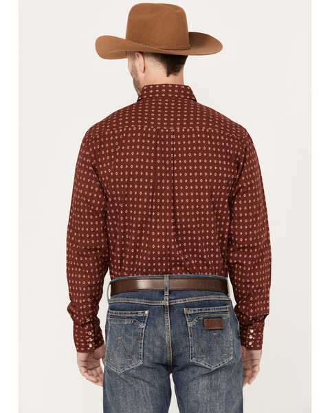 Image #4 - Roper Men's Geo Long Sleeve Western Pearl Snap Shirt, Red, hi-res