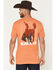 Image #1 - RANK 45® Men's Cowboy Logo Short Sleeve Graphic T-Shirt, Orange, hi-res