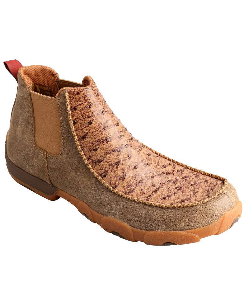 Twisted X Men's Smooth Ostrich Leather Driving Mocs, Bomber, hi-res